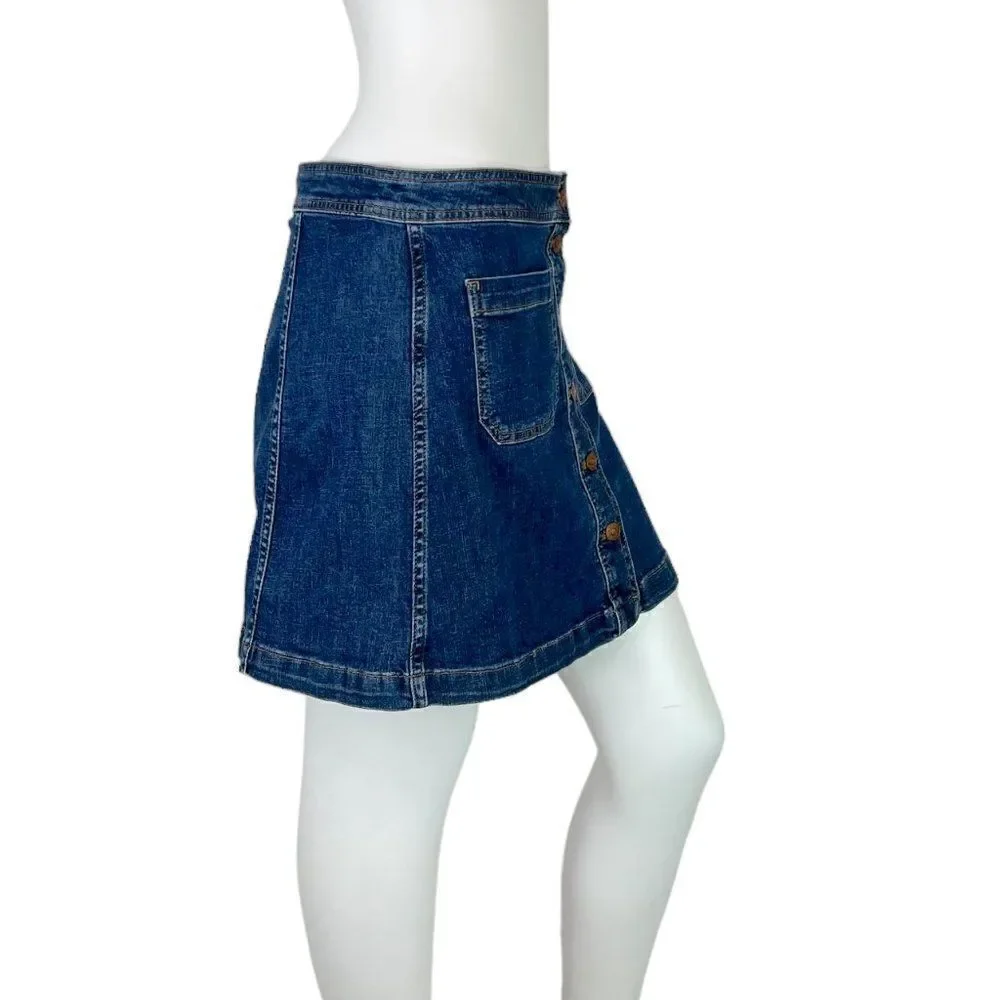 Madewell Stretch Denim A-Line Mini Skirt Salisbury Wash Patch Pocket Edition 8